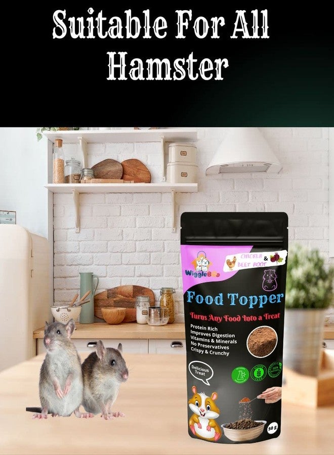 WiggleBoo Magical Hamster Food Topper || Joy of Best Taste || Chicken & Beet Root Flavour || Grain Free & Protein Rich || Super Energy Food || 50g - Image 5